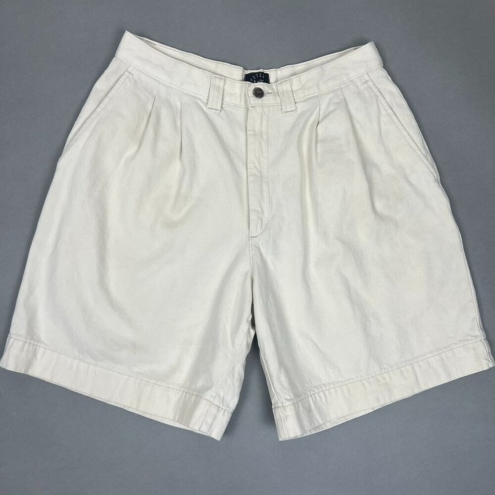 Vintage Lee Riveted Pleated Trouser Shorts Men's Size 33 Cream Preppy Casual